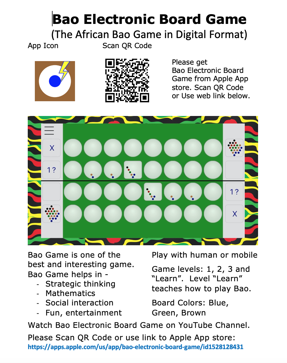 Share Flyer: Bao Electronic Board Game-The African Bao Game in Digital Formart
